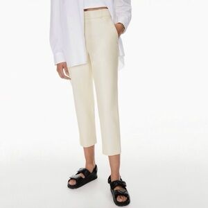 Aritzia Babaton Command Faux Leather Cream‎ Cropped Pants Trousers Size 4
